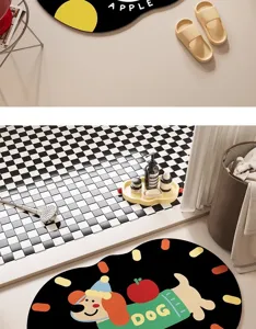 Cute cartoon animal diatomaceous earth bath mat quick dry absorbent non-slip floor mat home