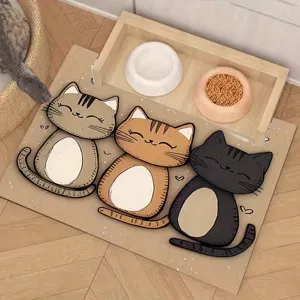 Detailansicht der niedlichen Cartoon Katzen Futtermatte mit wunderschönen Mustern und Saugfläche.