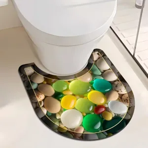 Vue détaillée du tapis de bain en terre de diatomée en U avec motif de galets 3D