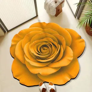 3D gelbe Rosen Form Fußmatte saugfähiger rutschfester Badezimmer Teppich Haustür Matte