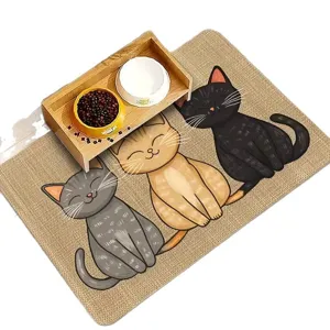 Niedliche Cartoon Katzen Haustier Futtermatte saugfähig rutschfest schnell trocknend Bodenschutz