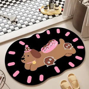 Cute animal diatomaceous earth floor mat, absorbent quick-dry bathroom rug, anti-slip mat.