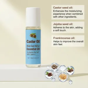 Huile de ricin pour le corps roll-on, vue de détail hydratante et nourrissante.