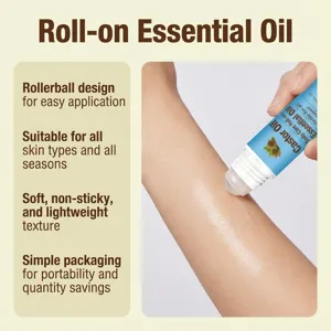 Huile essentielle pour le corps en roll-on, hydratante et légère pour un soin quotidien.