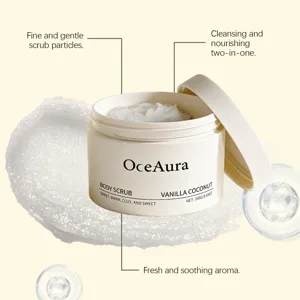 OceAura απολεπιστικό σώματος βανίλια καρύδα 100g απαλή απολέπιση και θρεπτική φροντίδα