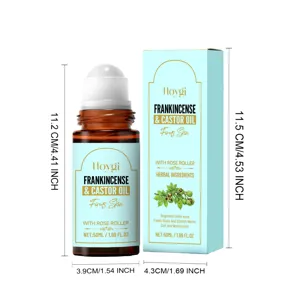 HOYGI Flacon Roller Huile Encens & Ricin 50ml Soin Corporel Raffermissant Hydratant