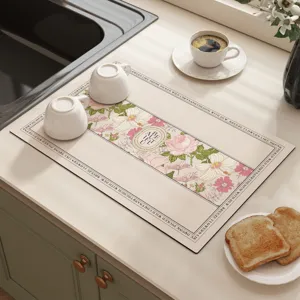 Diatomaceous earth kitchen drying mat absorbent anti-slip heat-insulating tableware pad