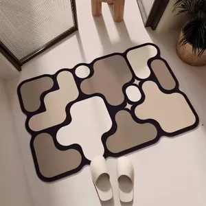 Abstraktes geometrisches Puzzle-Anti-Rutsch-Bodenmatte fuer Badezimmertuer und Zuhause.