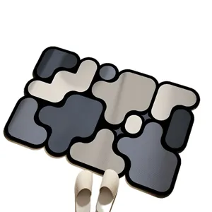 Abstraktes Puzzle Fussmatte modern rutschfest Bad absorbiert Tuer Matte geometrischer Teppich