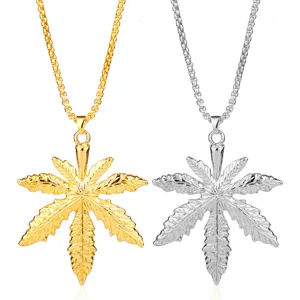 Gouden zilveren metalen blad hanger truiketting lange ketting mode sieraden accessoire.