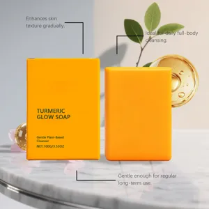 Savon éclat au curcuma pour un nettoyage corporel doux, rafraîchissant et hydratant.