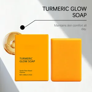 Savon éclatant au curcuma naturel pour un nettoyage doux et soin nourrissant du corps, 100g.