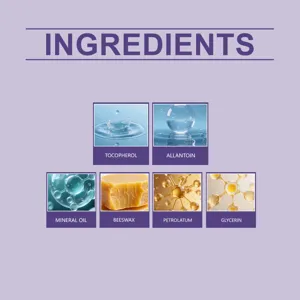 Hautpflegepflaster Inhaltsstoff Detailgrafik mit Tocopherol, Bienenwachs und Glycerin.
