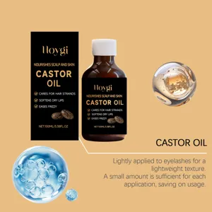 HOYGI 100ml Huile de Ricin Bio pour soin des cheveux et de la peau, formule légère et hydratante.