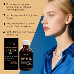 Huile de ricin bio HOYGI 100ml pour cheveux et peau, soin hydratant quotidien pour le corps.