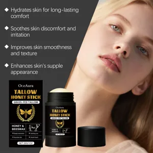 OceAura Tallow Honig Stick Detailansicht mit natuerlichen Hautpflegevorteilen und Textur.