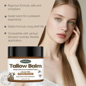 WOODSLEEP Rinder-Talg Balsam Feuchtigkeitscreme für Gesicht und Körper, pflegende Hautpflege 60g