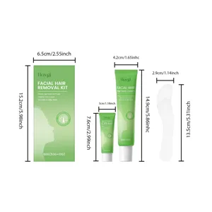 Kit de crème dépilatoire pour le visage HOYGI avec crème apaisante et spatule, dimensions.