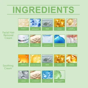 Détail des ingrédients de la crème dépilatoire faciale et crème apaisante info produit