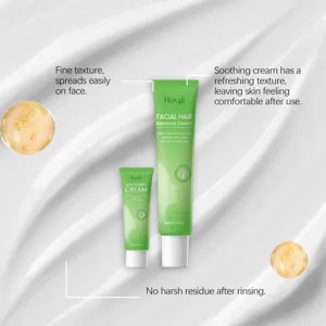 Set de creme depilatoire visage HOYGI avec creme apaisante et formule douce pour une peau lisse.