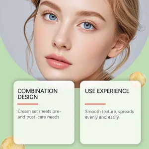 Detail de l'ensemble de creme depilatoire faciale avec design et texture lisse.