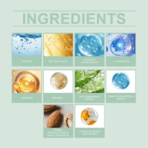 Detailed product ingredient infographic highlighting active extracts for smooth body care.