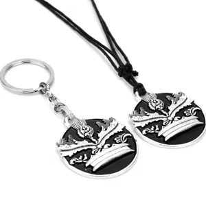 Vintage Schottische Distel Legierung Anhänger Halskette Und Schlüsselanhänger Retro Metal Gotisch Schmuck Geschenk