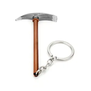 Llavero de metal con forma de piqueta para exteriores, accesorio resistente de herramienta.