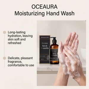 Sapone mani idratante con profumo di betulla e vaniglia, detersione delicata per mani morbide.