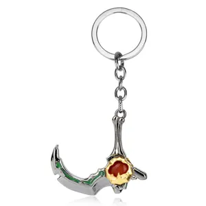 Detailaufnahme des DOTA Spielwaffen Metall Schlüsselanhänger Anhängers, exquisite Verarbeitung.