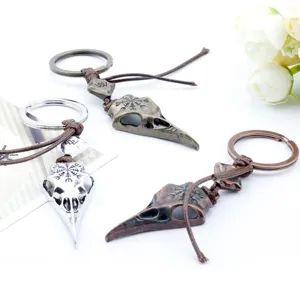 Retro Norse Mythology Viking Raven Skull Keychain Alloy Vintage Key Ring Bag Pendant Men Women Jewelry Gift