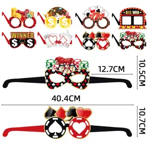 Casino party paper glasses set, funny poker dice photo booth props for birthday events and celebrations.