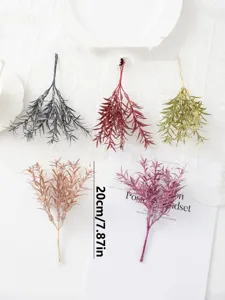 Artificial glitter grass bouquet branches for home wedding DIY floral decoration 20cm length