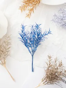 Blue artificial glitter grass branch bouquet for home decor, wedding favor box and DIY crafts.