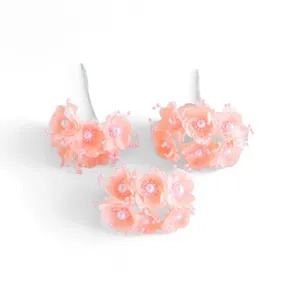 Spillati per capelli con fiori artificiali rosa, accessori per sposa di perle, decorazioni da sposa