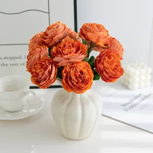 Fleur de Pivoine en Soie Artificielle Branche Unique Fausse Renoncule Pour Salon Maison Fête de Mariage Arrangement Floral Décoratif