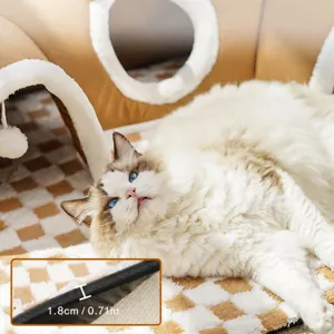 Cozy pet cat tunnel bed with soft sponge cushion, warm sleeping mat for autumn and winter.