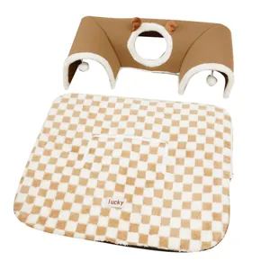 Cozy cat tunnel bed and checkered plush sleeping mat for small pets winter warmth