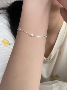 Pulsera de corazón de plata esterlina S925 joya de muñeca minimalista para mujer
