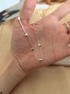 Preciosa Pulsera de Corazon en Plata Esterlina 925 Estilo Minimalista Dulce Hermosa Joya.