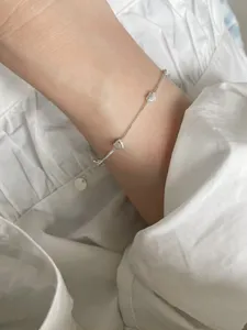 S925 Plata de Ley Pulsera de Corazón Abalorio Estilo Dulce Minimalista Joya Detalle