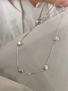 Pulsera de corazones de plata esterlina 925 para mujer, cadena minimalista con corazones.