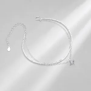 S925 Sterling Silver Double Layer Sparkling Rhinestone Bracelet Women Luxury Light Luxury Fashion Chain Hand Jewelry Gift