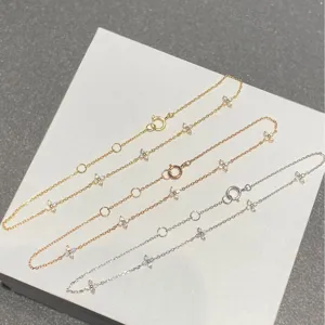 Pulsera de trébol de cuatro hojas de plata esterlina 925, joya minimalista brillante delicada.