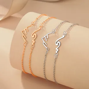 Couple silver rose gold chain bracelet set minimalist geometric design gift for girlfriend