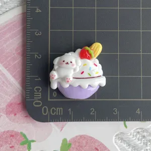 Niedlicher Harz Welpe Eiscreme Cabochon für DIY Handyhülle Haarnadel Schmuck Dekoration.