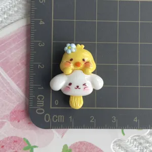 DIY Harz Ente Hund Eiscreme Cabochon, präzises Größendetail für kreatives Bastelzubehör.