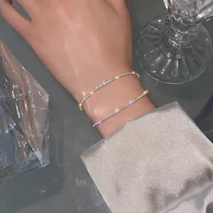 Sparkling silver double chain wrist detail close-up view elegant jewelry accessory