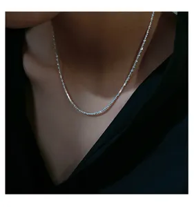 S925 sterling silver glittering collarbone necklace elegant sparkling chain jewelry for women