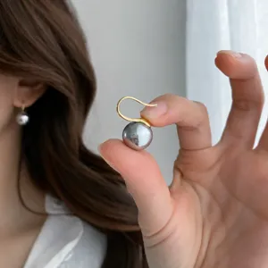 S925 Silver Artificial Pearl Drop Ear Hooks French Light Luxury Elegant Round Pearl Dangle Earrings For Women Jewelry